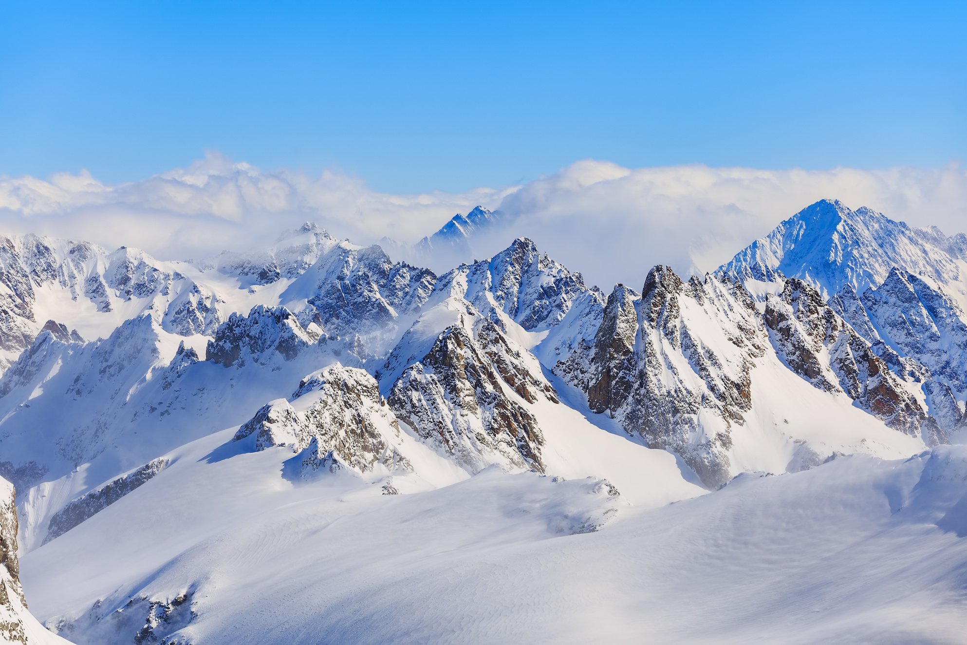 snow covered mountains in the alps, france